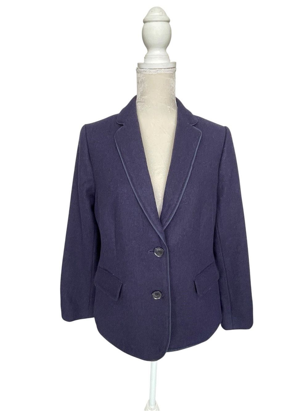 Talbots Aberdeen Classic Women's Navy Wool Blend Blazer Jacket Size 12P